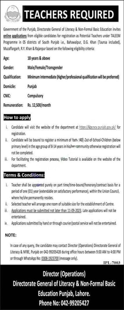 Literacy and Non-Formal Basic Education Jobs