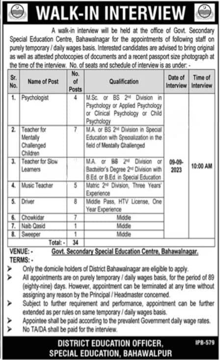 School Education Department Jobs 2023