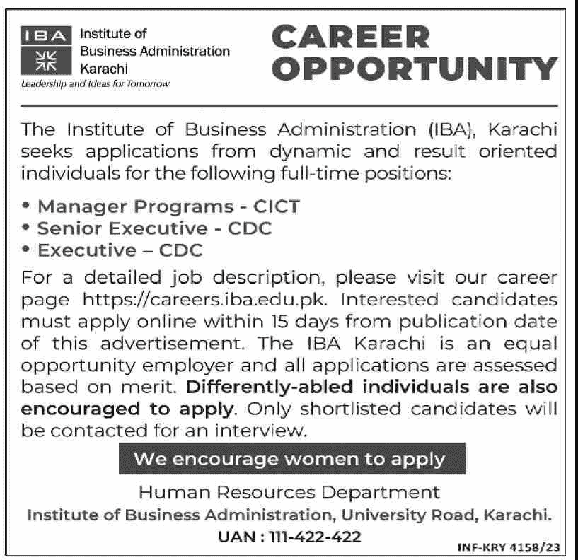 IBA Karachi Jobs 2023 Advertisement